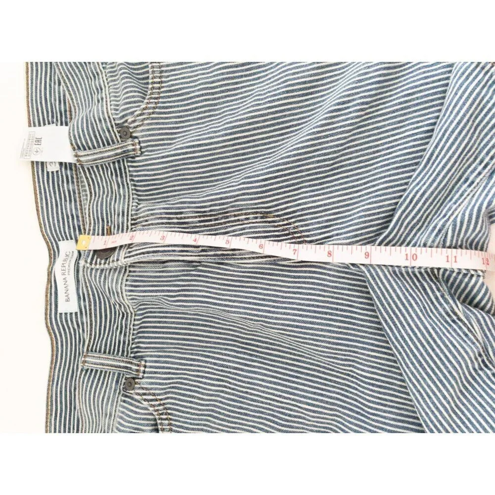 Banana Republic Blue & White Striped Cotton Roll-Up Shorts Size 32 - Picture 3 of 6